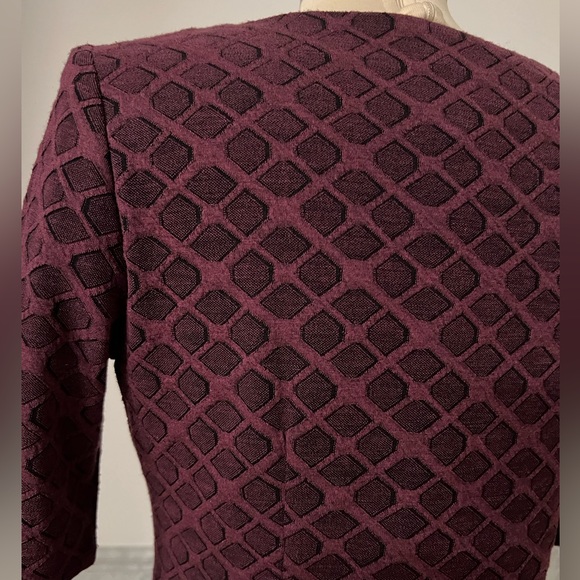 Anne Klein Elbow Sleeves Stretch Burgundy Side Drapes Dress - Picture 10 of 12